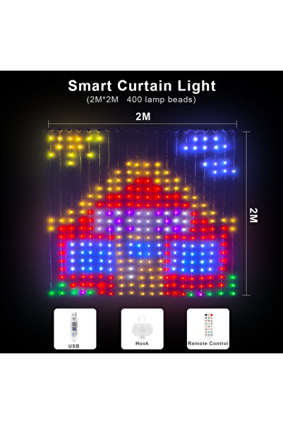 Choice 2 متر × 2 متر 400 مصباح LED 400 LED RGB أضواء الستارة BT APP الذكية ال...