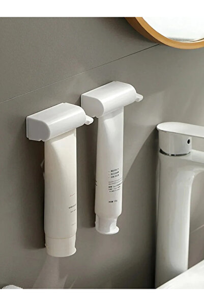 Choice حامل فرشاة أسنان أبيض قطعة واحدة ملحقات الحمام، عصارة معجون أسنان على الحائط