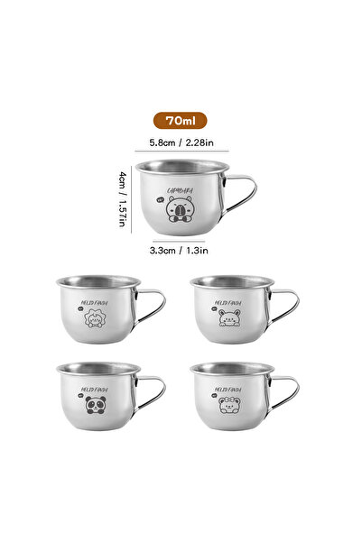WORTHBUY <200ml 70ML Mix 5pcs 304 Stainless Steel Mini Water Cup With Handle Cute Capybara Milk Coff