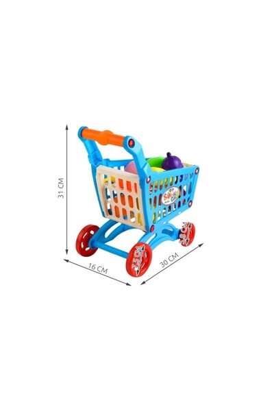 PROCART Supermarket trolley, 16 foods included, height 31 cm, length 30 cm, multicolor