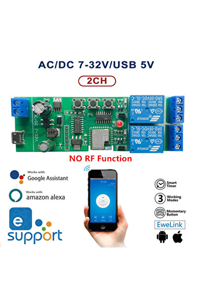 Choice 2CH Ewelink Smart Switch 2 Channel Wifi Relay Rolling Door Switch USB 5V DC 7-32V Motor Curtain S...