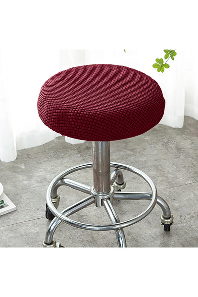 Choice 1PC Burgundy 1PC solid color fleece fabric elastic round stool cover, ...