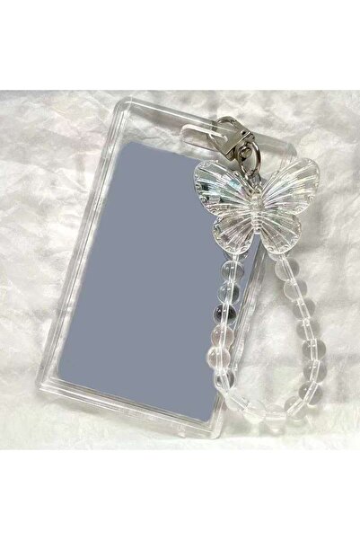 Choice حامل بطاقات أكريليك على شكل فراشة كريستالية مقاس 3 بوصات مع سلسلة مفات...