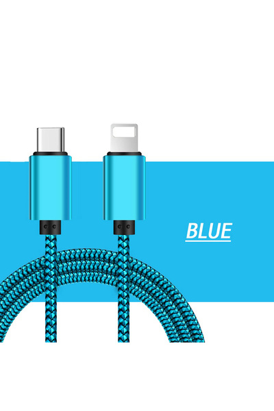 Choice 2PCS Blue 1M 20W PD Fast Charging USB Type C to Lightning Braided Cabl...