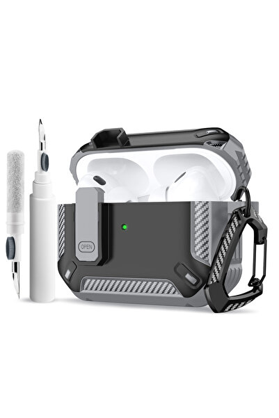 Choice حافظة سماعات Airpods Pro رمادية اللون محمولة مقاومة للصدمات من ألياف ا...