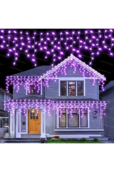 Choice أضواء سلسلة جليدية LED أرجوانية 2025 بمقبس أمريكي 110 فولت، أضواء جليدية خرافية مع 8 أوضاع شحن