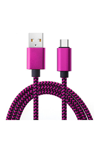 Choice كابل USB من النوع C باللون الأحمر الوردي بطول 2 متر، مع خاصية المزامنة...