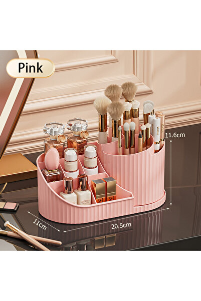 Choice منظم مستحضرات تجميل وردي قابل للدوران 360 درجة، أحمر شفاه، منظم فرش ال...