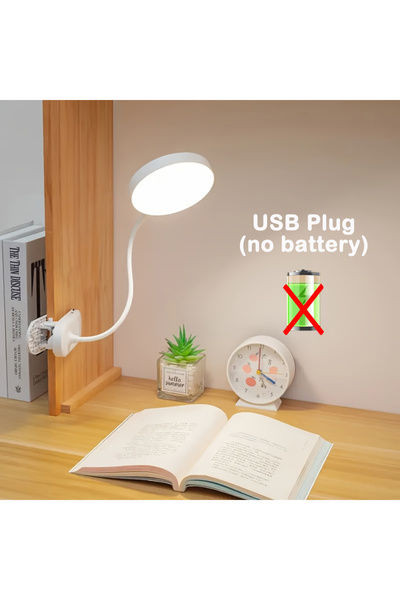 Choice مصباح طاولة بمنفذ USB (بدون بطارية) مصباح مكتبي قابل لإعادة الشحن بمنف...
