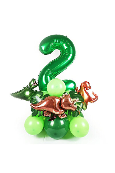 Choice كما هو موضح في الصورة، مجموعة رقم 2 من 21 بالون ديناصور باللون الأخضر،...