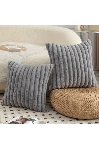 Choice غطاء وسادة زينة مخملي رمادي اللون، مقاس 45×45 سم، قطعة واحدة، بنقشة مخ...