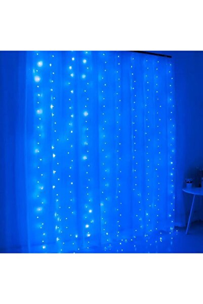 Choice سلسلة أضواء ستارة LED زرقاء بمنفذ USB بطول 1 متر × 3 أمتار، مزودة بجها...