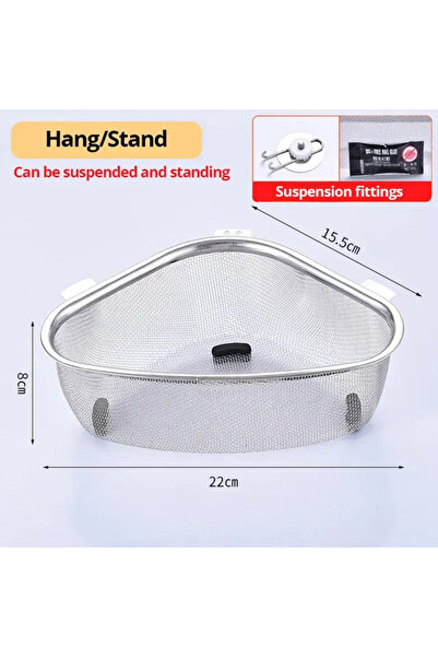 Choice قطعة واحدة من حوض تصريف مثلث فضي من الفولاذ المقاوم للصدأ لمصفاة بقايا المطبخ وغسل الخضروات