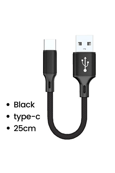 Choice كابل USB C قصير أسود بطول 0.25 متر من النوع C/Micro كابل شحن سريع 3 أم...