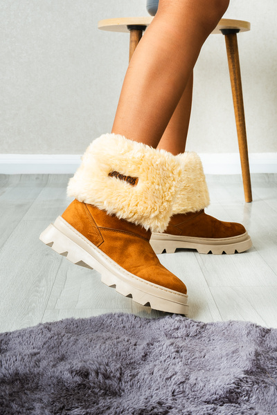 nuvora Χειμερινά παπούτσια από καστόρι με επένδυση από γούνα για κορίτσια και γυναίκες