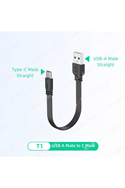 Choice 10 سم T1 USB A M إلى C M مسطح مرن مستقيم وأعلى وأسفل ويسار ويمين بزاوية 90 درجة USB ذكر إلى