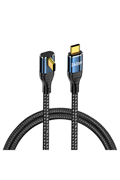 Choice كابل USB من النوع C إلى C بقدرة 240 وات بطول 0.5 متر مع زاوية 90 درجة ...