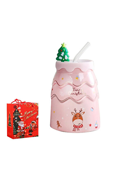 Choice أكواب عيد الميلاد الإبداعية باللون الوردي 450 مل، على شكل شجرة عيد الم...