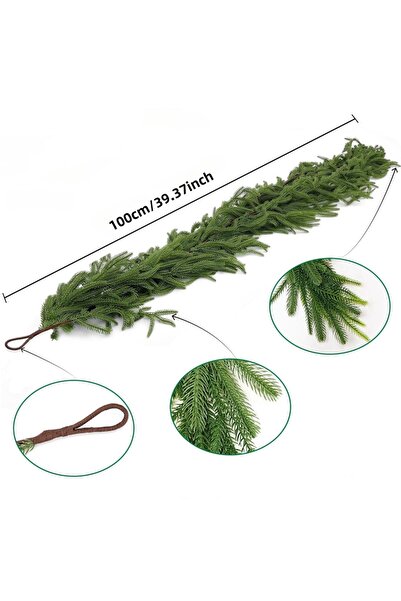 Choice إكليل عيد الميلاد الاصطناعي من خشب الصنوبر نورفولك بطول 100 سم، إكليل أخضر مزيف، جدار باب أمامي، شرفات