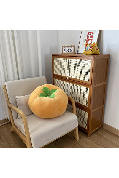 Choice وسادة صفراء سميكة مقاس 45×45 سم مع وسادة دائرية على شكل طماطم وفطر وخضار وبرسيمون