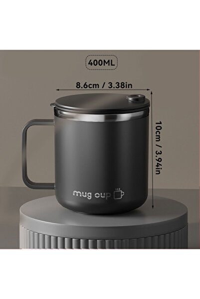 Choice كوب قهوة معزول أسود سعة 400 مل مع غطاء مصنوع من الفولاذ المقاوم للصدأ ...