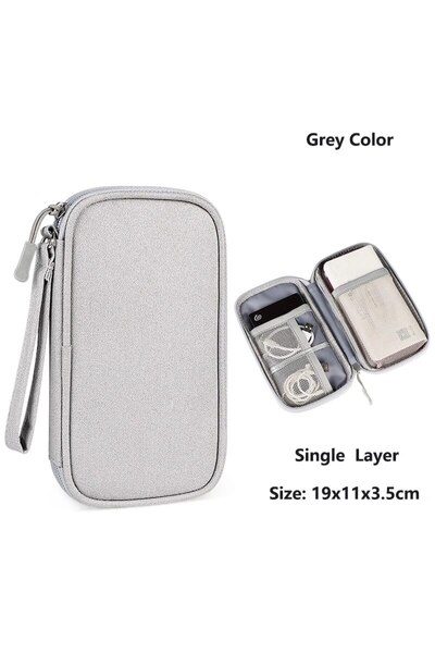 Choice Gray Single layer Electronics Accessory Portable Organizer Pouch Bag T...