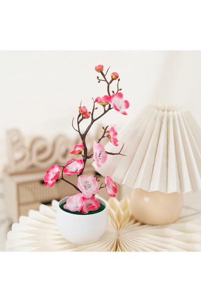 Choice زهور البرقوق الحريرية الوردية من بونساي نباتات اصطناعية مزروعة في أصص،...