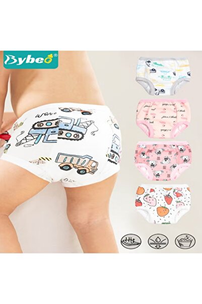 BYBEO 4 قطع ملابس داخلية لتدريب الأطفال على استخدام المرحاض، سراويل تدريب قاب...