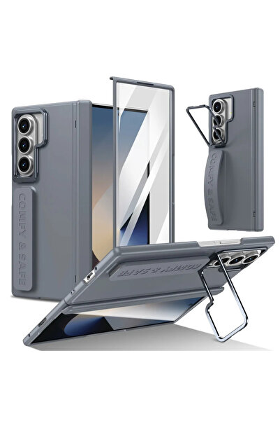 Choice جراب هاتف Galaxy Z Fold4 رمادي اللون مع سوار معصم زنبركي لهاتف Z Fold ...