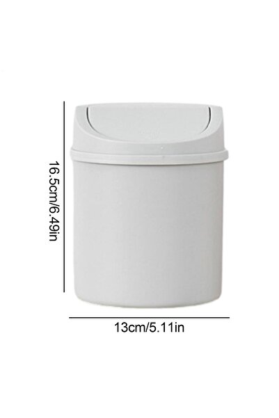 Choice Grey Mini Desktop Bin Small Trash Can Tube With Cover Bedroom Trash Can Garbage Can Clean Storage Bo
