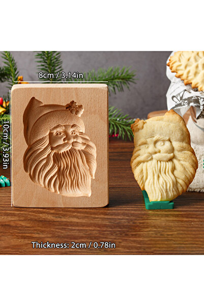 Choice6 قالب بسكويت خشبي على شكل سانتا كلوز لعيد الميلاد، مع أنماط زهور وحيوا...