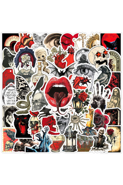 Choice ملصقات متعددة الألوان، 50 قطعة، ملصقات رعب قوطية على شكل جمجمة هالوين، ملصقات يدوية الصنع، قصاصات، أمتعة، هاتف