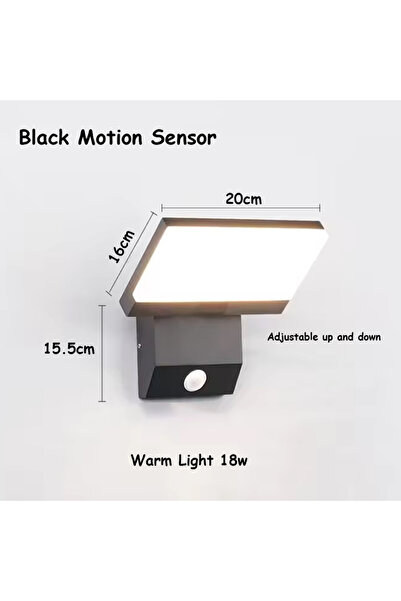 Choice مصباح حائط خارجي أسود مزود بمستشعر حركة LED ومقاوم للماء IP65 بقدرة 18 وات، مصابيح حائط حديثة قابلة للطي Ga