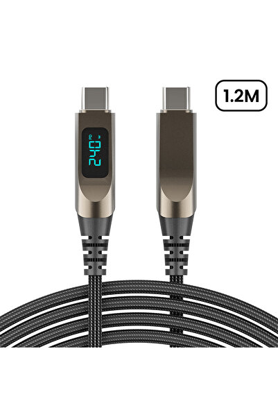 Choice كابل USB C إلى USB C بطول 1.2 متر، بقوة 240 وات، شاشة رقمية، مصنوع من ...