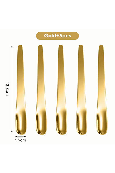 Choice 5pcs gold Creative Stainless Steel Coffee Scoop Titanium-plated Small Spoon Dessert Ice-cream Kitche