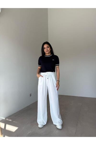 Bade Butik Pantaloni Aria cu picioare largi, cu detaliu de buzunar ecru