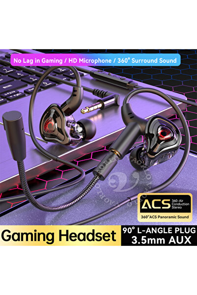 Choice سماعة رأس للألعاب الرياضية الإلكترونية AUX مقاس 3.5 مم، صوت محيطي 360 درجة، سماعات أذن سلكية ستيريو عالية الدقة مقاس 3.5 مم/من النوع C/مدخل USB