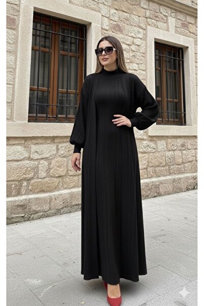 ZEROGAPRİSE فستان تريكو نسائي بياقة عالية وسترة