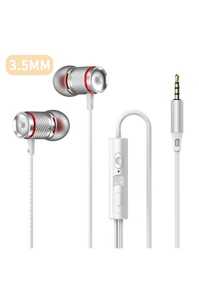 Choice سماعة أذن 3.5 مم AUX بيضاء 9D HIFI ذات صوت جهير ثقيل 3.5 مم AUX/Type-C...