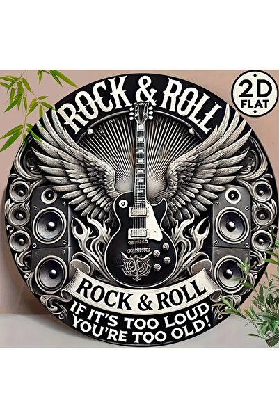 Choice 20x20cm TYA4679 Round 2D Flat Vintage Metal Sign - Rock & Roll Guitar ...