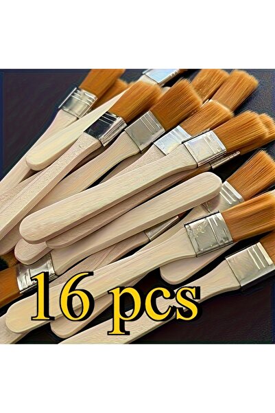 Choice1 مجموعة من 16 فرشاة رسم فنية بمقبض خشبي مقاس 8/16 - فرش ألياف بلاستيكي...