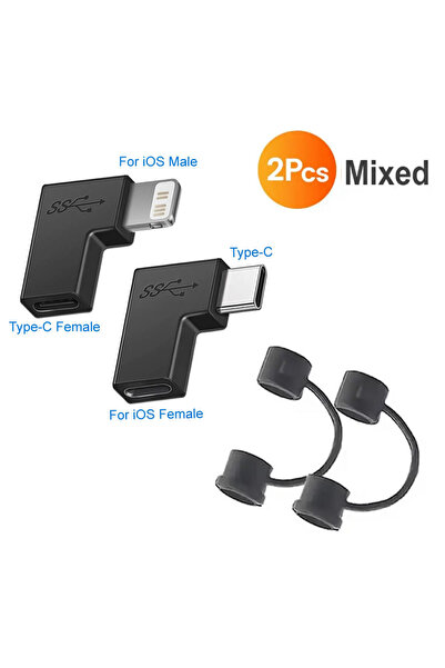 Choice 2 قطعة كابل USB مختلط بزاوية 90 درجة محول Lightning إلى USB C محول 20 ...