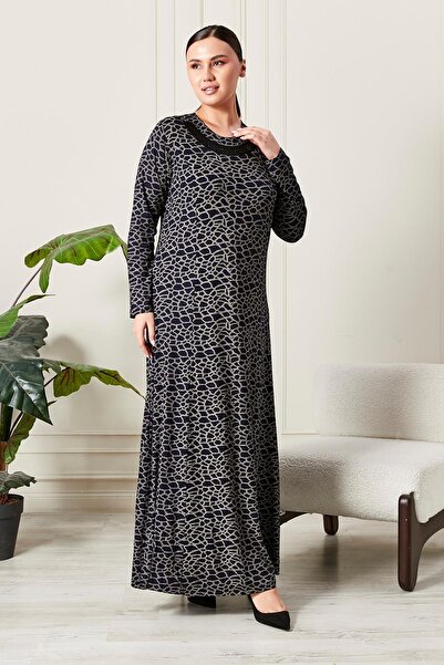 Ferace Women's Plus Size Collar Stone Embellished Combed Cotton Dress