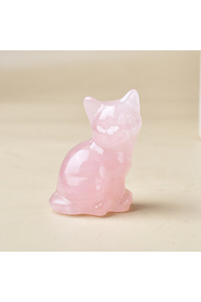 Choice rose quartz Natural crystal carved cat, a perfect for home decoration ...