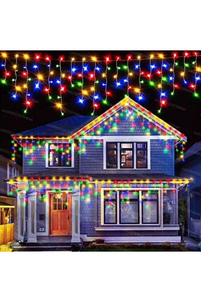 Choice 220V EU Plug Multicolor Outdoor Galand Pillar Curtains Fairy Lamp Lighting Waterproof Waterfall 8 Li