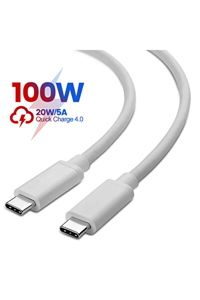 Choice كابل شحن سريع PD 100 وات أبيض بطول 1 متر من USB C إلى USB C 5A سلك شحن فائق السرعة لأجهزة iPhone وiPad وiPad Pro.