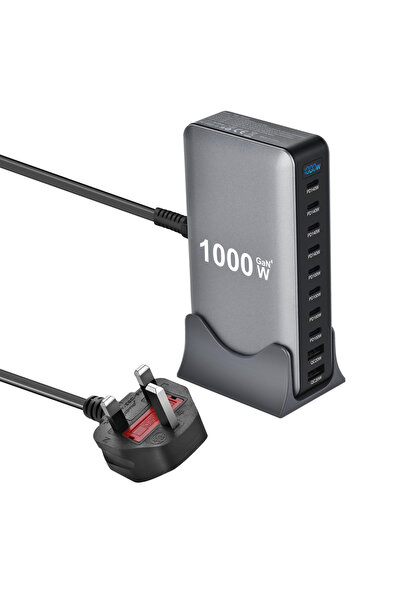 Choice محول طاقة مكتبي من نوع GaN بقوة 1000 واط و10 منافذ، يدعم الشحن السريع ...
