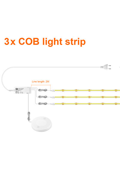 Choice قابس طاقة أوروبي أبيض دافئ 2 متر 6.56 قدم 3 قطع شريط LED لوحة صوتية LED شريط إضاءة COB زخرفي