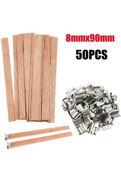 Choice 50 قطعة من شمع الصويا المصنوع يدويًا بفتيل خشبي، شمعة عطرية DIY بفتيل أحادي الاتجاه من البارافين W