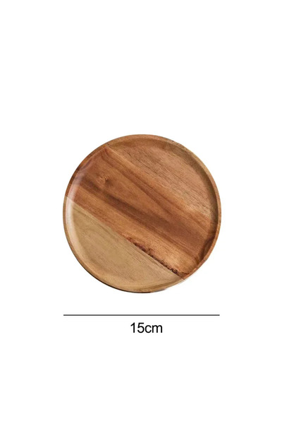 Choice 15cm 15/20/25cm Wooden Round Serving Platter Tray Retro Wood Pizza Salad Plate Fruit Dessert Tray Br